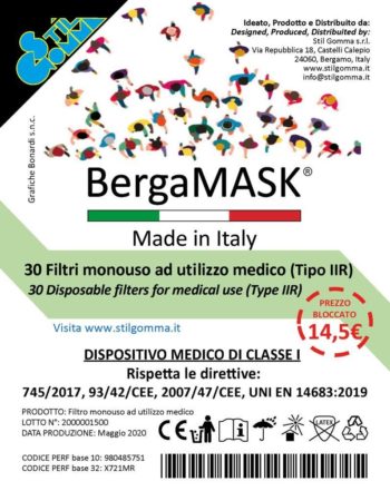 30 filtri di ricambio USO MEDICO (TIPO IIR) per bergaMASK